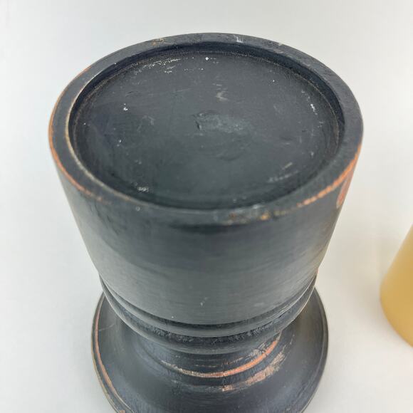 Pillar Candle Holder Black Distressed Chunky - Picture 3 of 8